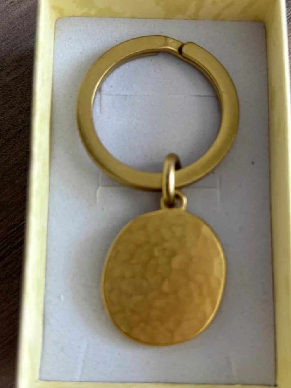 Coach Brass Circular Bag Charm Key Chain w/Coach Embossed in Block Letters